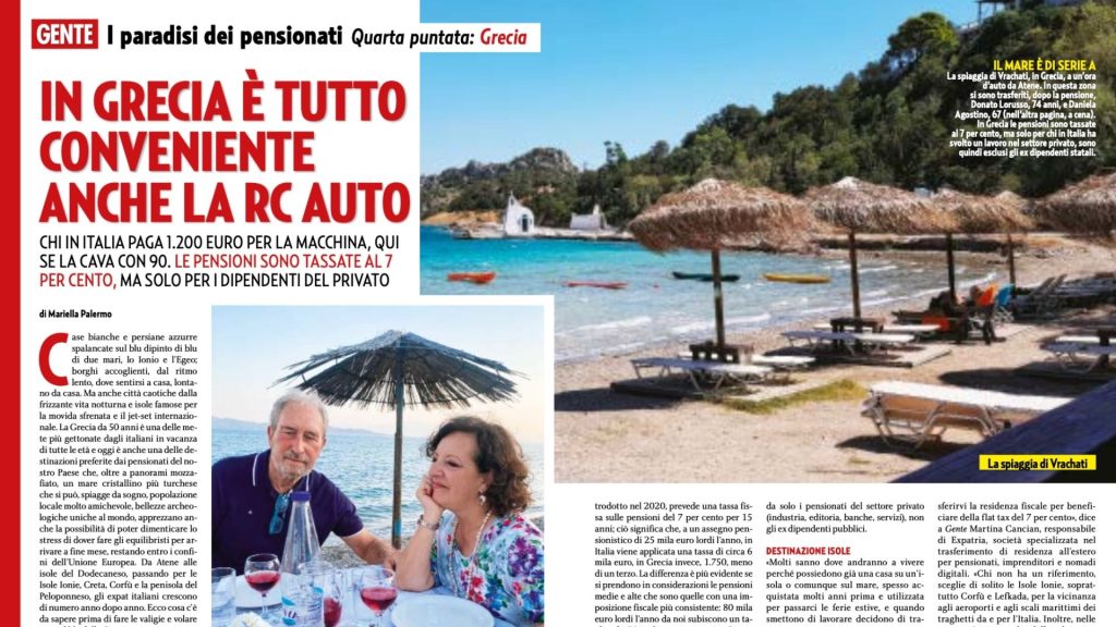 Il servizio del settimanale Gente su Donato e Daniela, pensionati italiani in Grecia