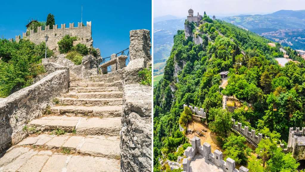 Mura e case del centro storico di San Marino